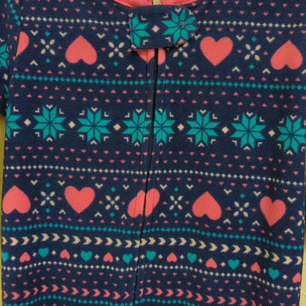3/$20🌟 Carter's Girls Fair Isle Fleece Long-Sleeve Loose Fit Footed Pajamas 3T